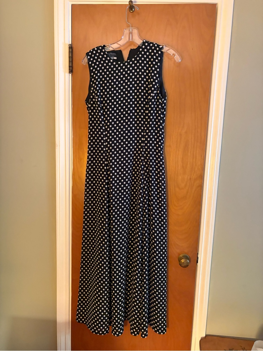 Sleeveless Black & White Polka Dot Maxi Dress